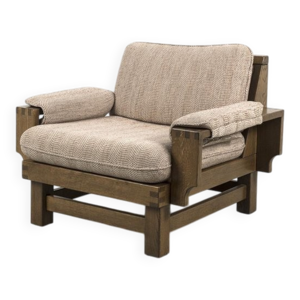 Fauteuil en chêne brutalisme