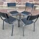 4 industrial school chairs tubular steel and mullca type wood