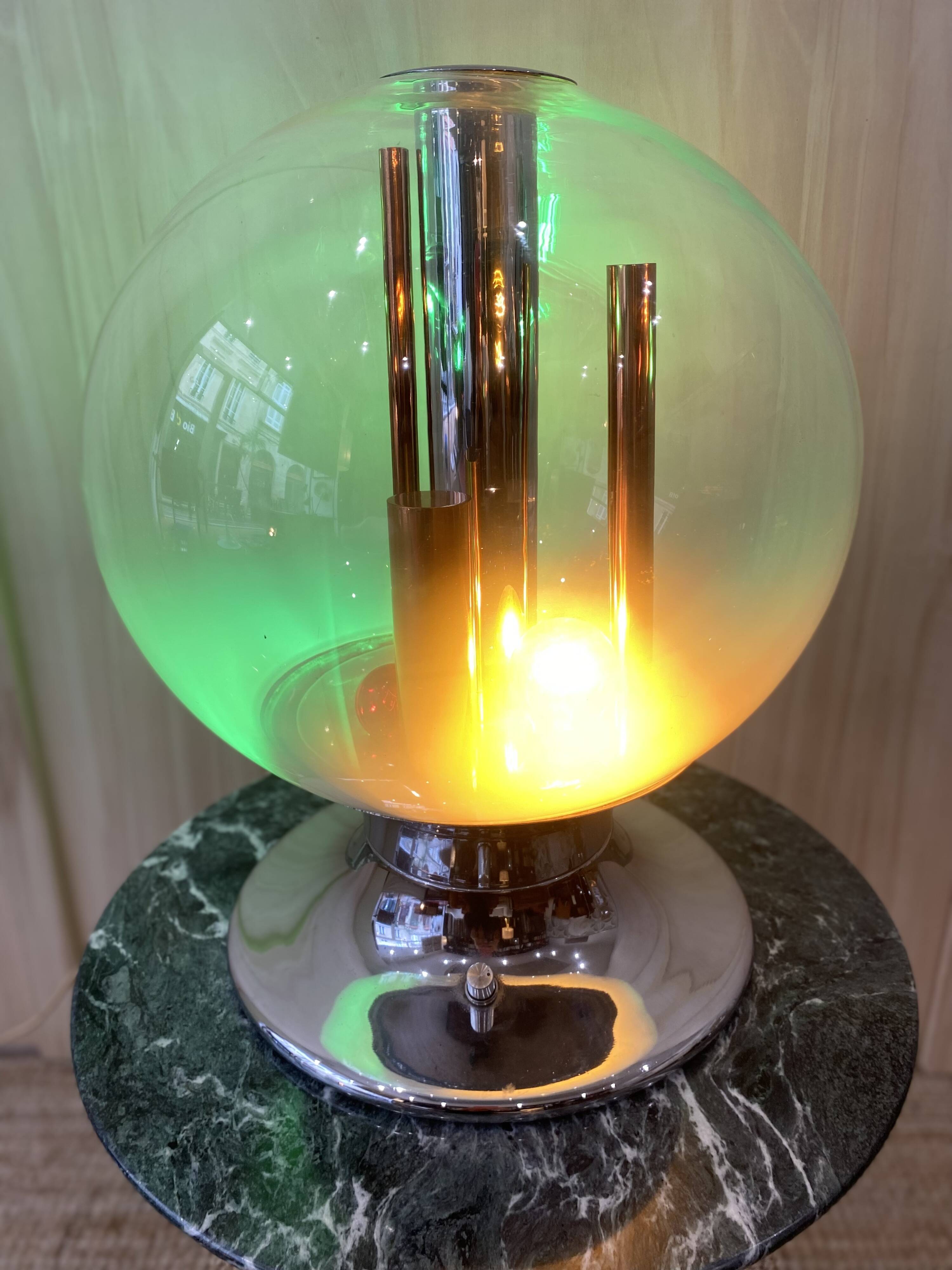 Lampe de Bureau en Verre et Chrome de Selenova, Italie, 1970