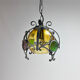 Brutalist cast iron and colored glass pendant, 1970s