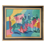 Huile sur toile signée - scène équestre