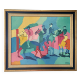 Huile sur toile signée - scène équestre