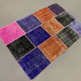 Distressed vintage turkish patchwork rug 150x100 cm wool medium
