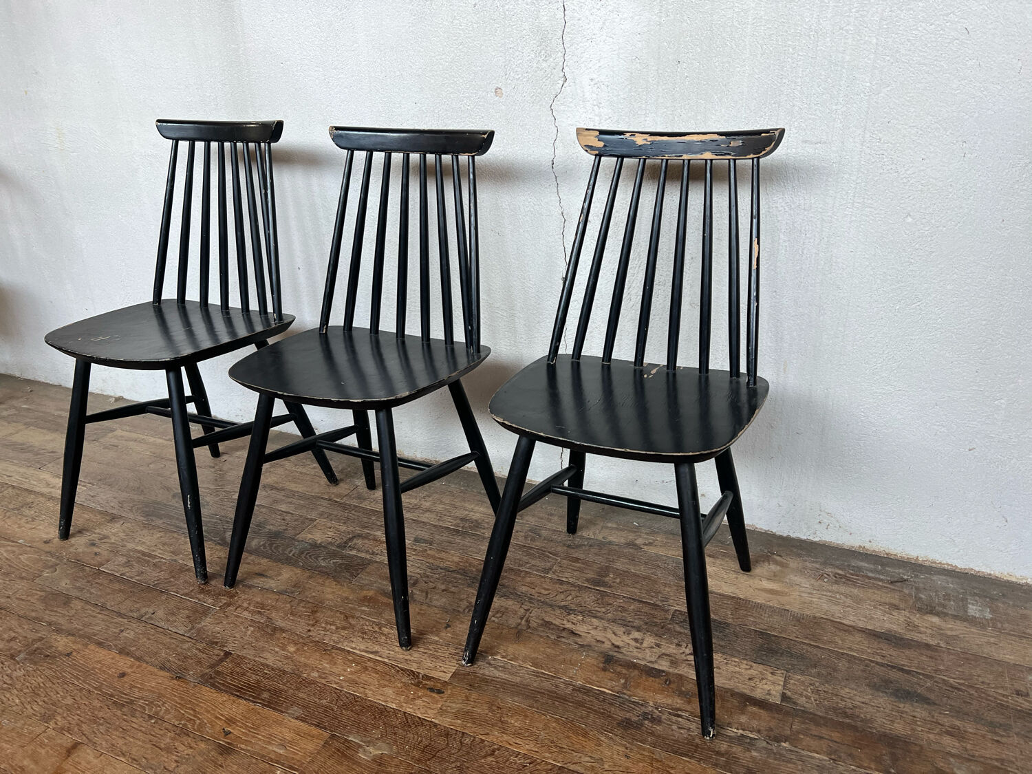 Série de 3 chaises 1950 1960