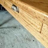 Rustic farmhouse table in solid oak with antique patina finish 200 x 90