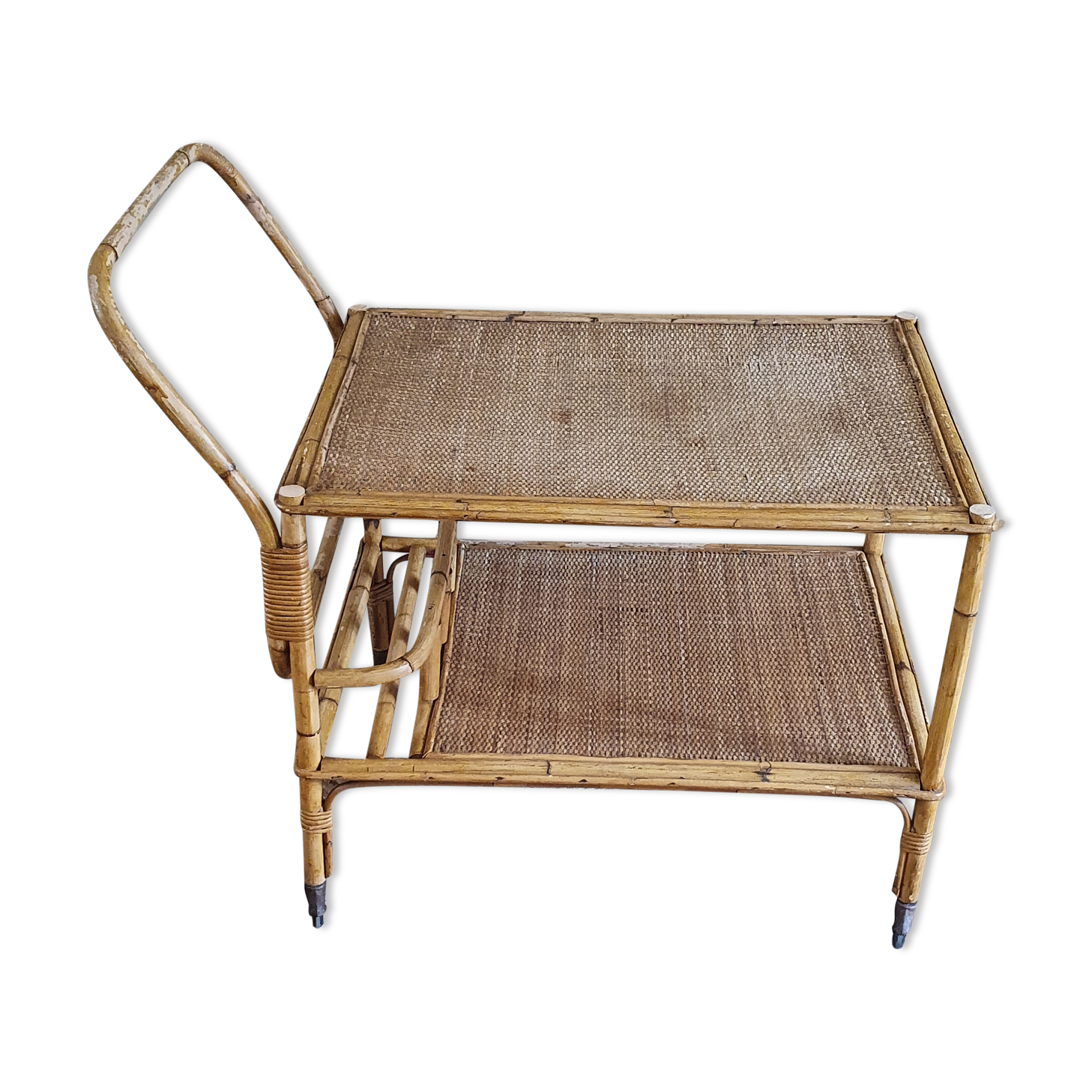 Serving table in rattan
