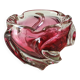 Ashtray/empty pocket, in blown Art glass, Murano/Italy. Organic floral shape. Pink tones