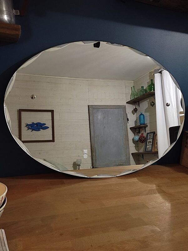 Oval mirror beveled art deco Dp 012387