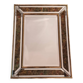 Miroir biseauté eglomisé de fleurs