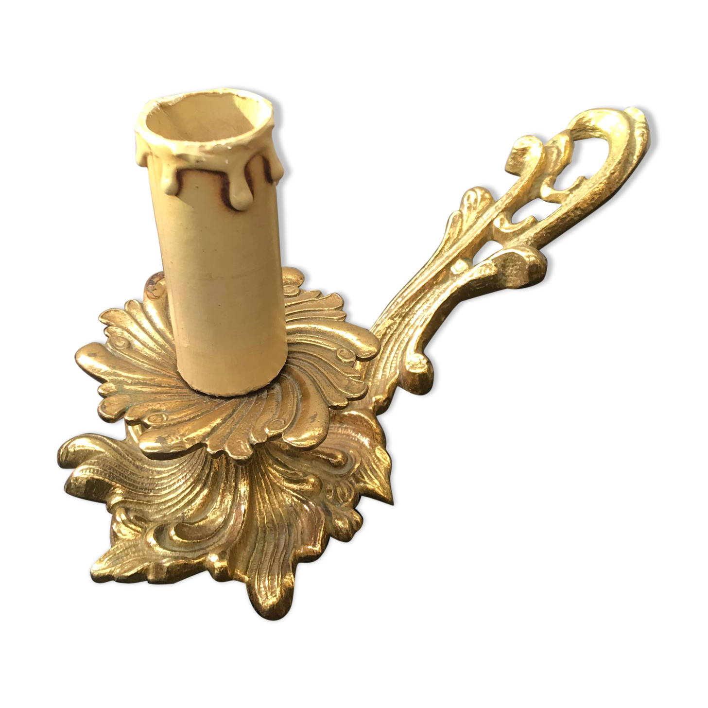 Former bougeoir lamp a main vintage brass