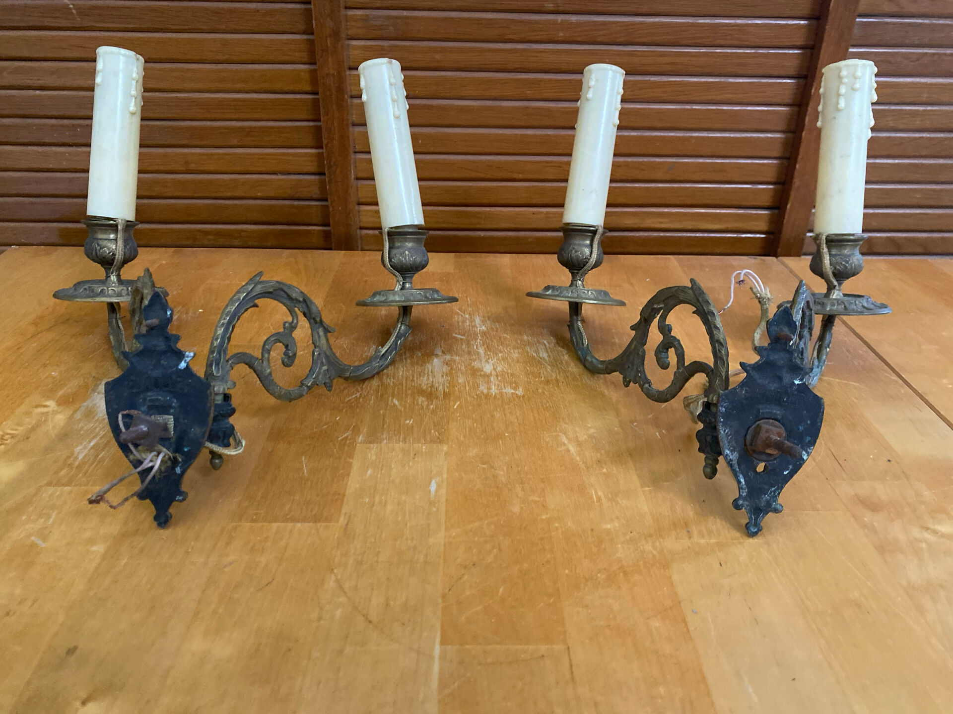 Paire applique piano double ancienne e. muller bronze doré fin xixeme