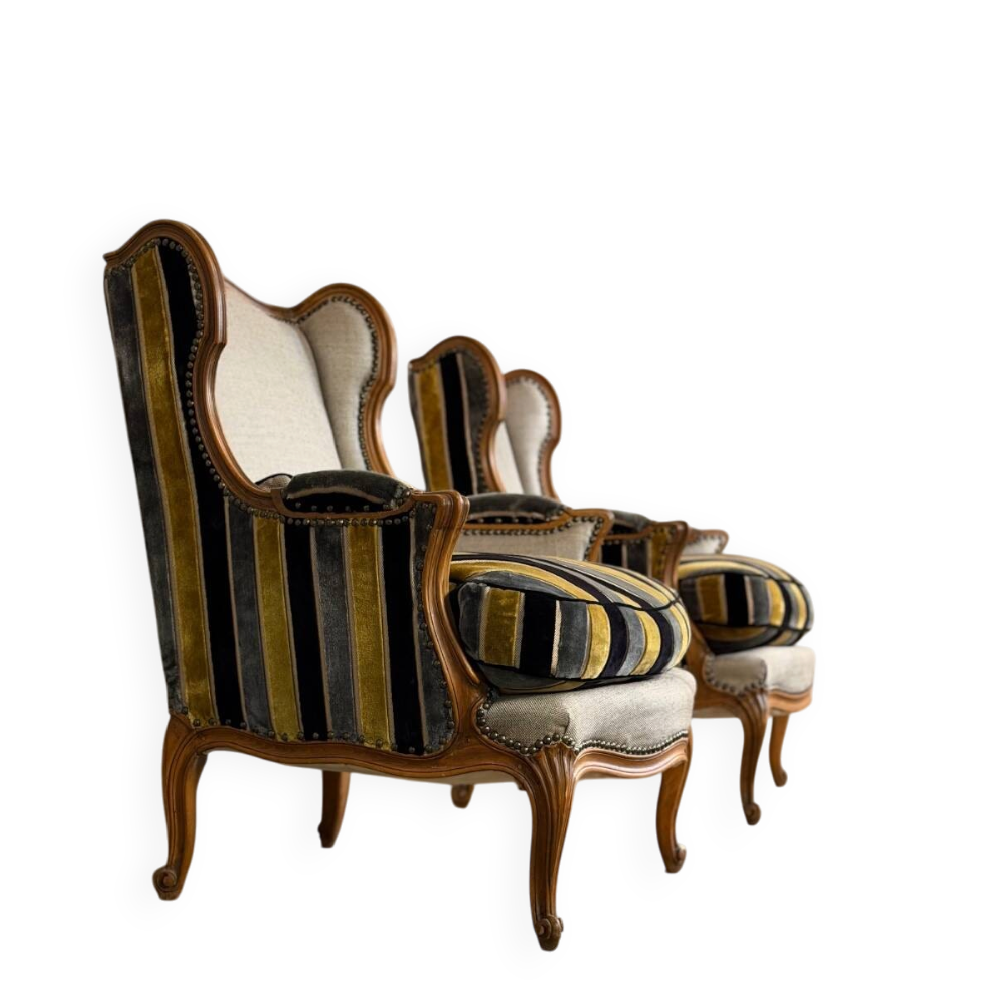 Pair of carved wooden armchairs, 20th century