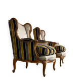 Pair of carved wooden armchairs, 20th century
