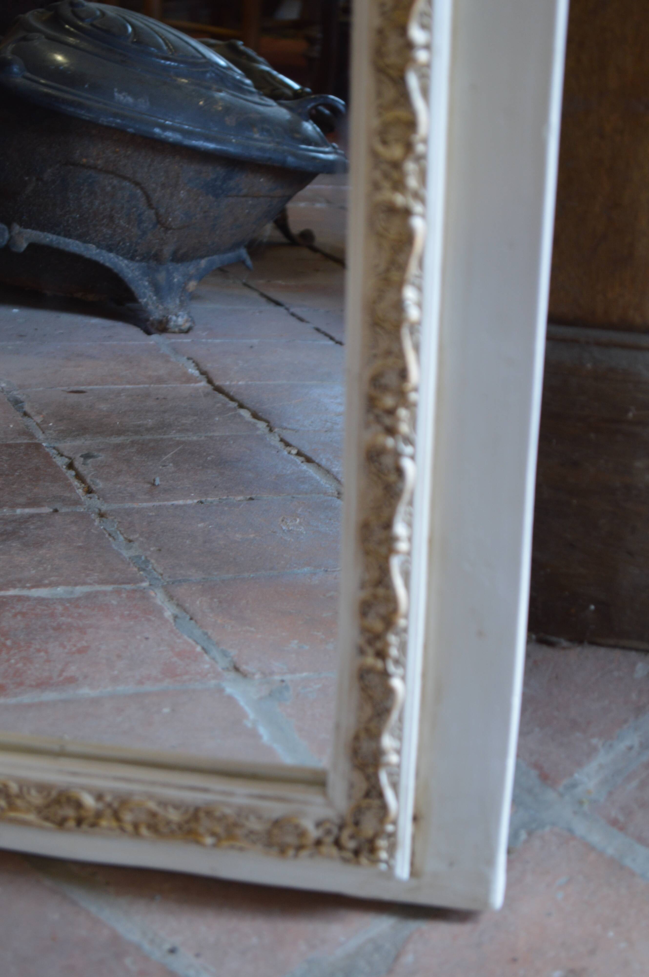 Beige and gold patinated trumeau mirror 111x70cm