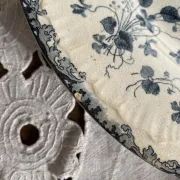 Round ironstone dishes E. Bourgeois Large deposit decorated with violets