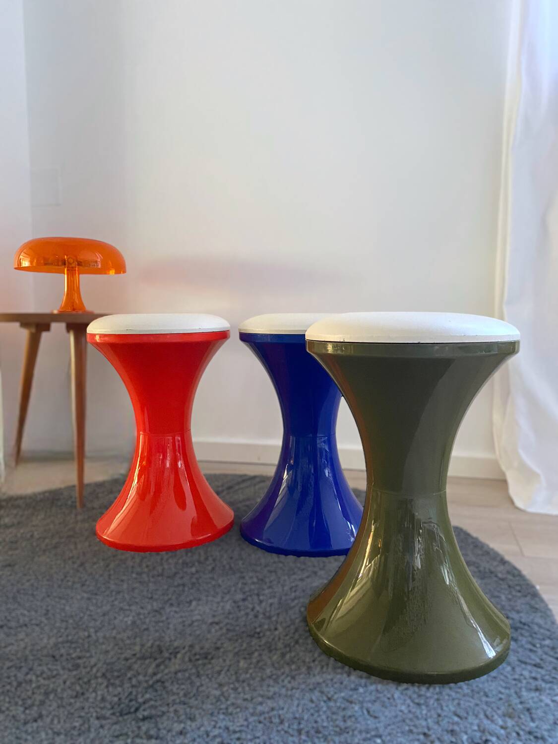 Vintage blue tam tam stool