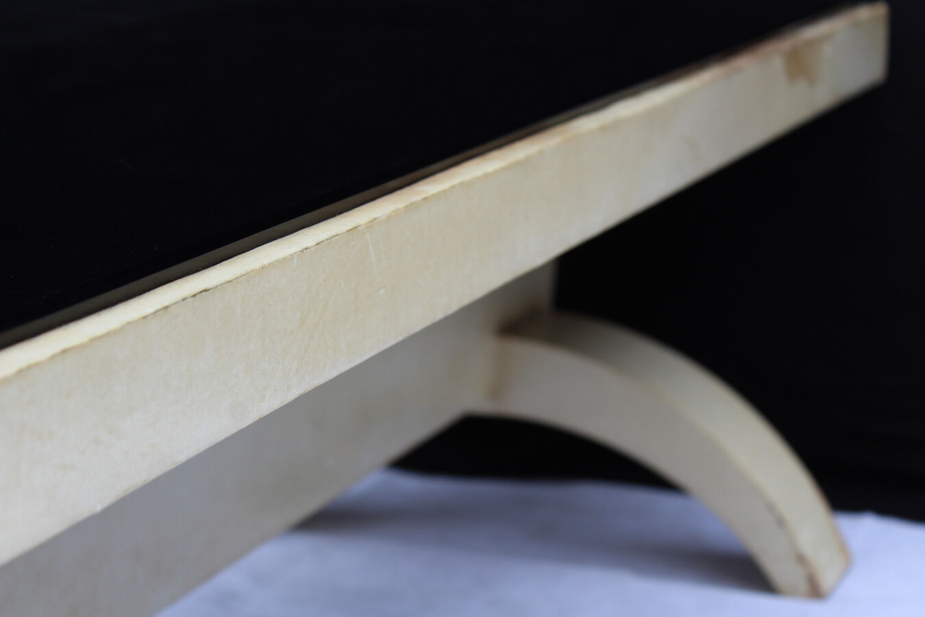 Black opaline and parchment coffee table