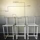 Set de 3 tabourets de comptoir modernistes italiens, acier laqué blanc 1970