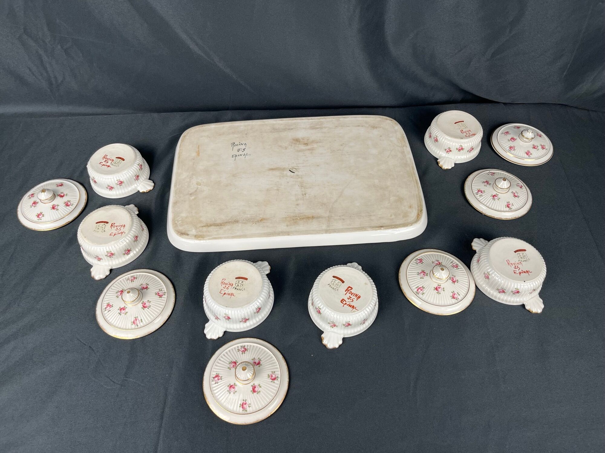Rovina Epinal service to jars of porcelain cream early twentieth century