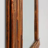 Large Vintage bamboo mirror with beveled mirror, France 1960s