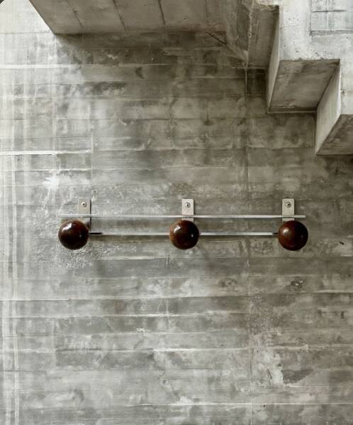 Vintage metal and wood wall coat rack or hook