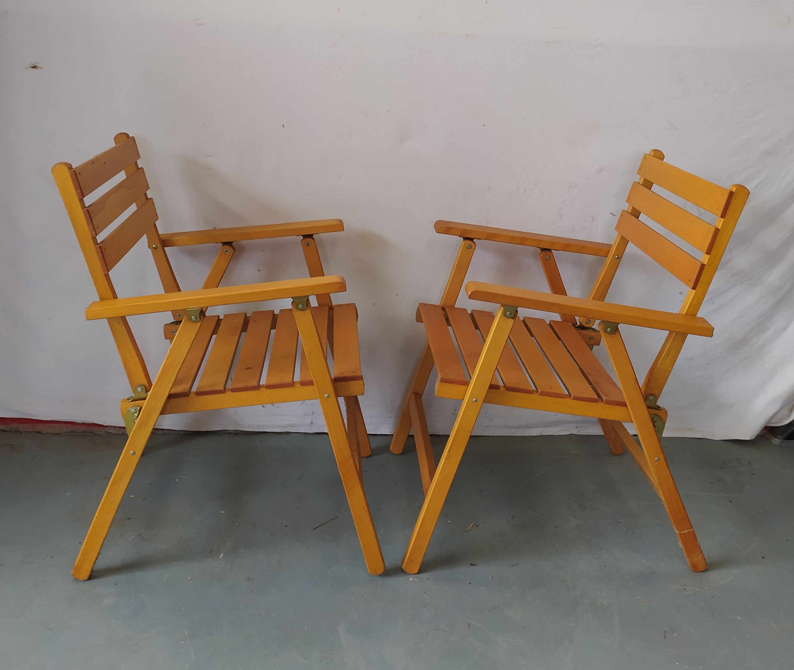 Paire de fauteuils de jardin pliants pieds compas Dejou