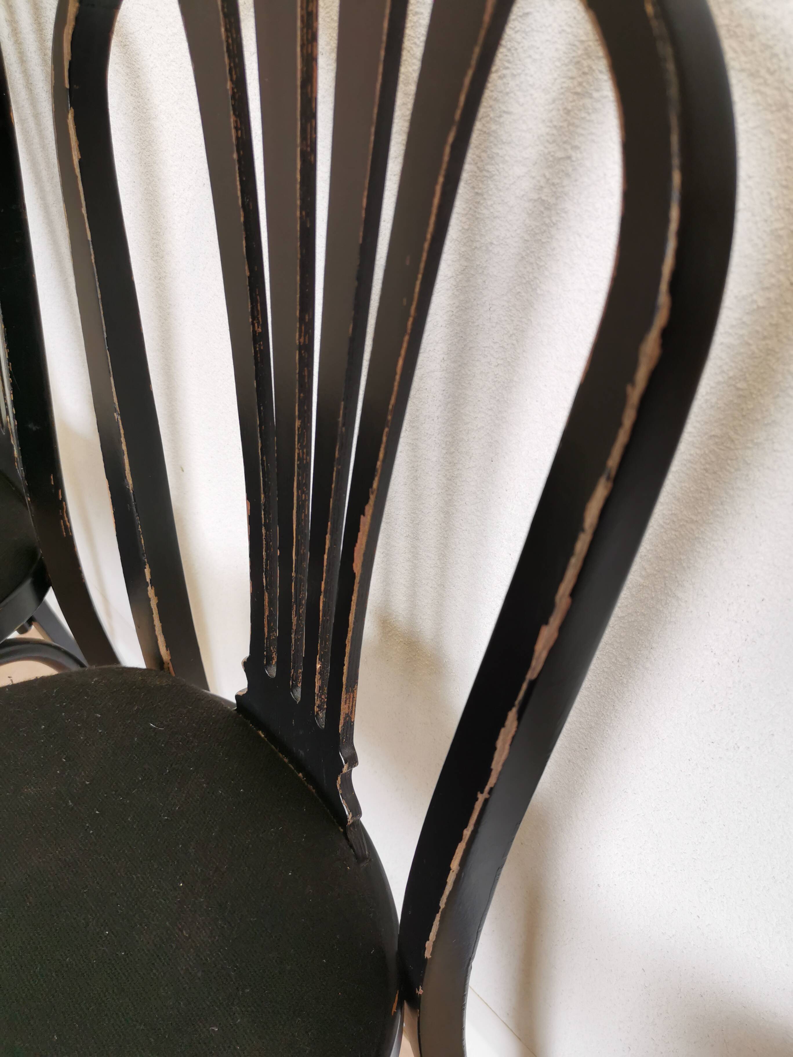 Set of 4 Vintage Black Wooden Dining Chairs: STOL Kamnik, 70s, Yugoslavia
