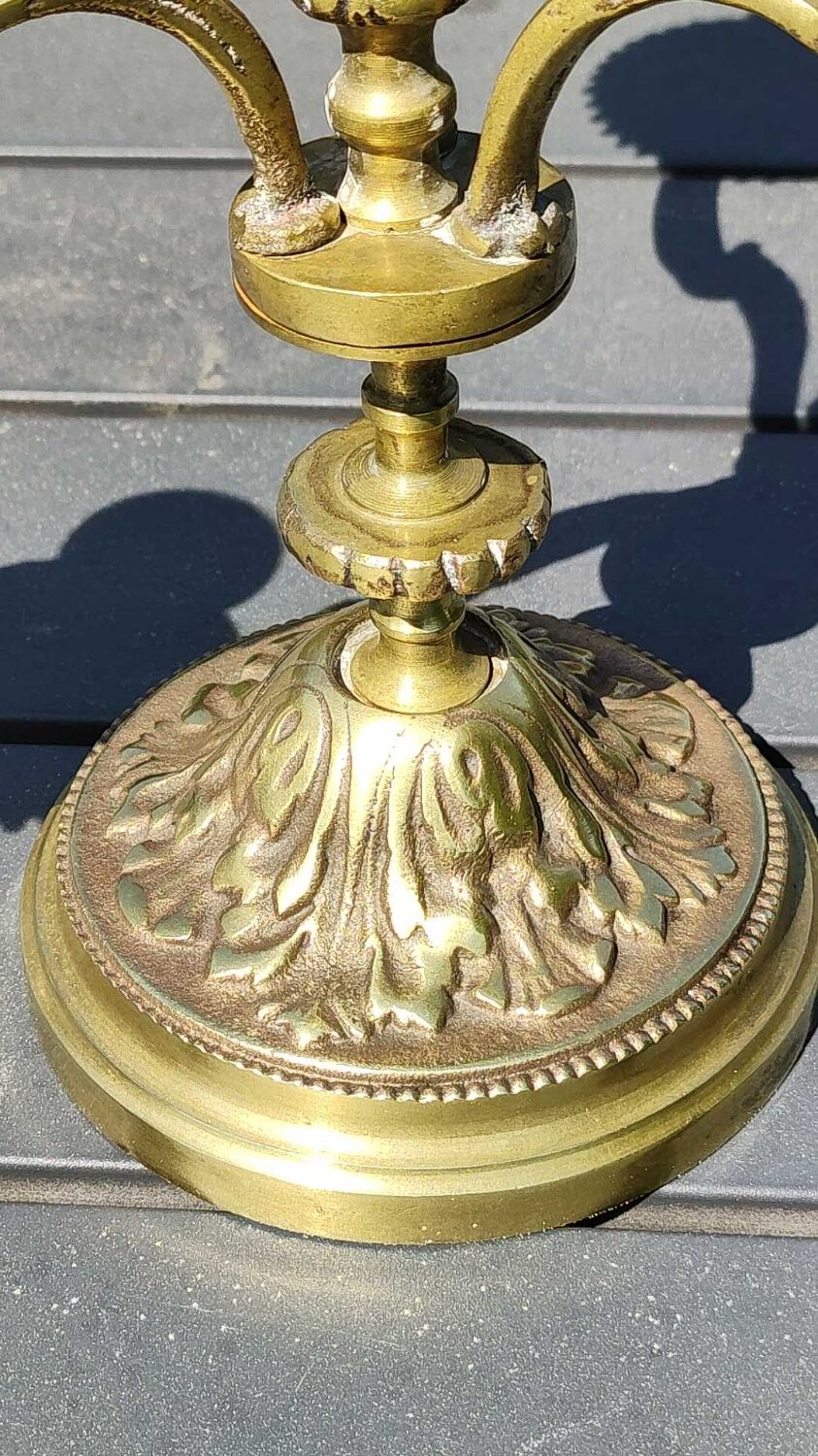 Chandelier 3 arms bronze old gold patinated