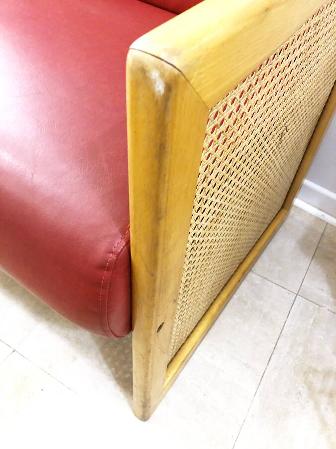 Banquette cannage vintage, 1980
