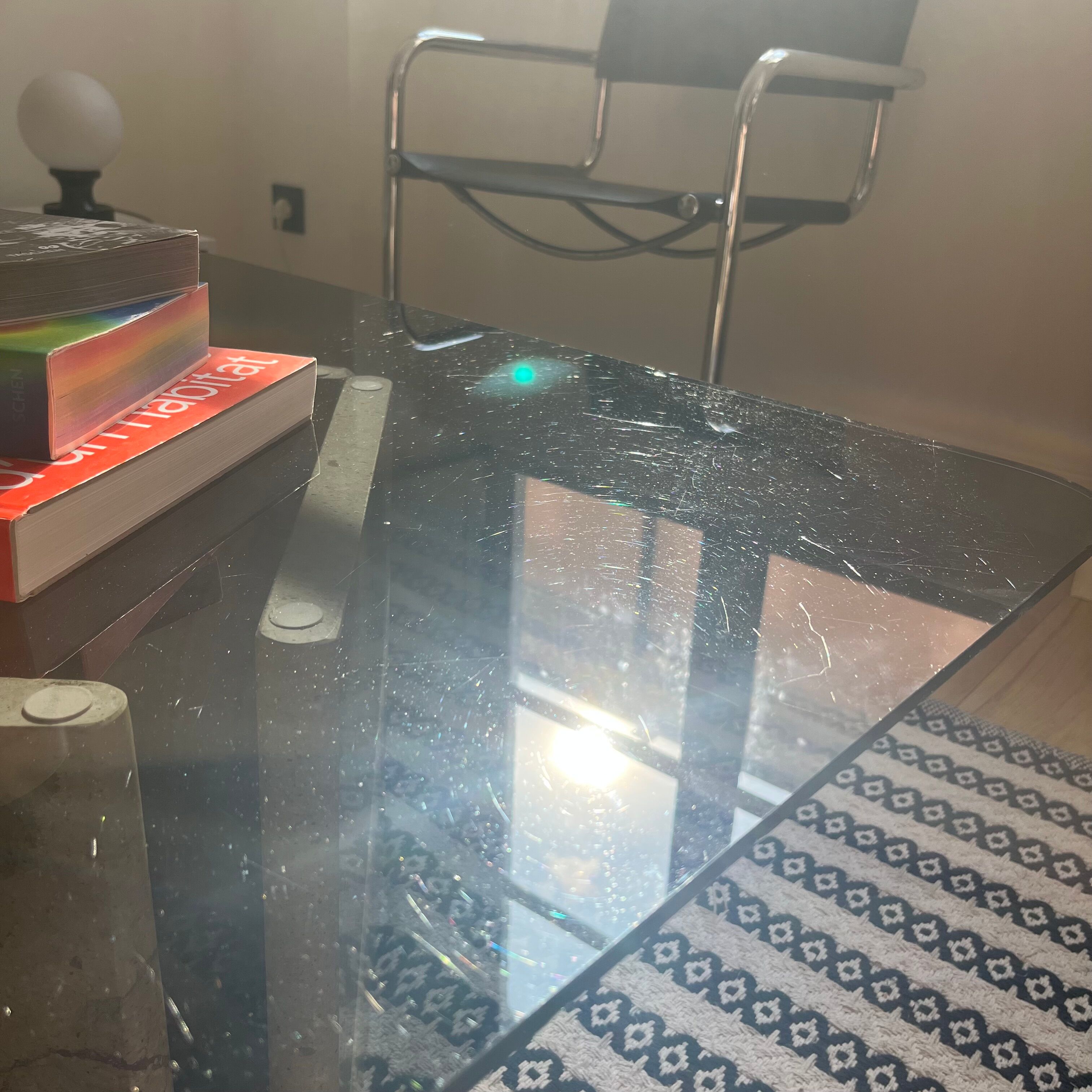Vintage marble and smoked glass coffee table 70's