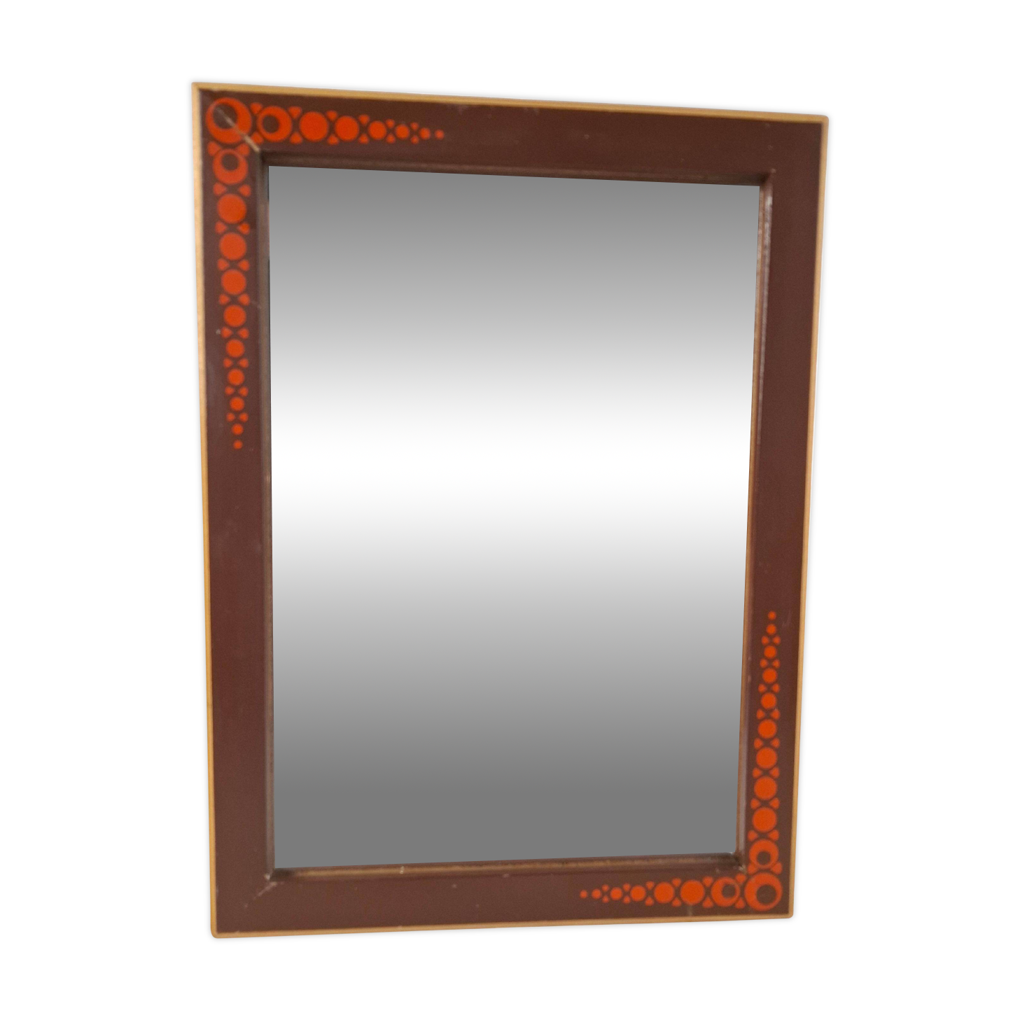 1960s Czechoslovak Mid-Century Wooden Mirror with Graphic Frame Detail