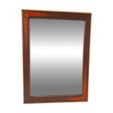 1960s Czechoslovak Mid-Century Wooden Mirror with Graphic Frame Detail