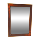 1960s Czechoslovak Mid-Century Wooden Mirror with Graphic Frame Detail