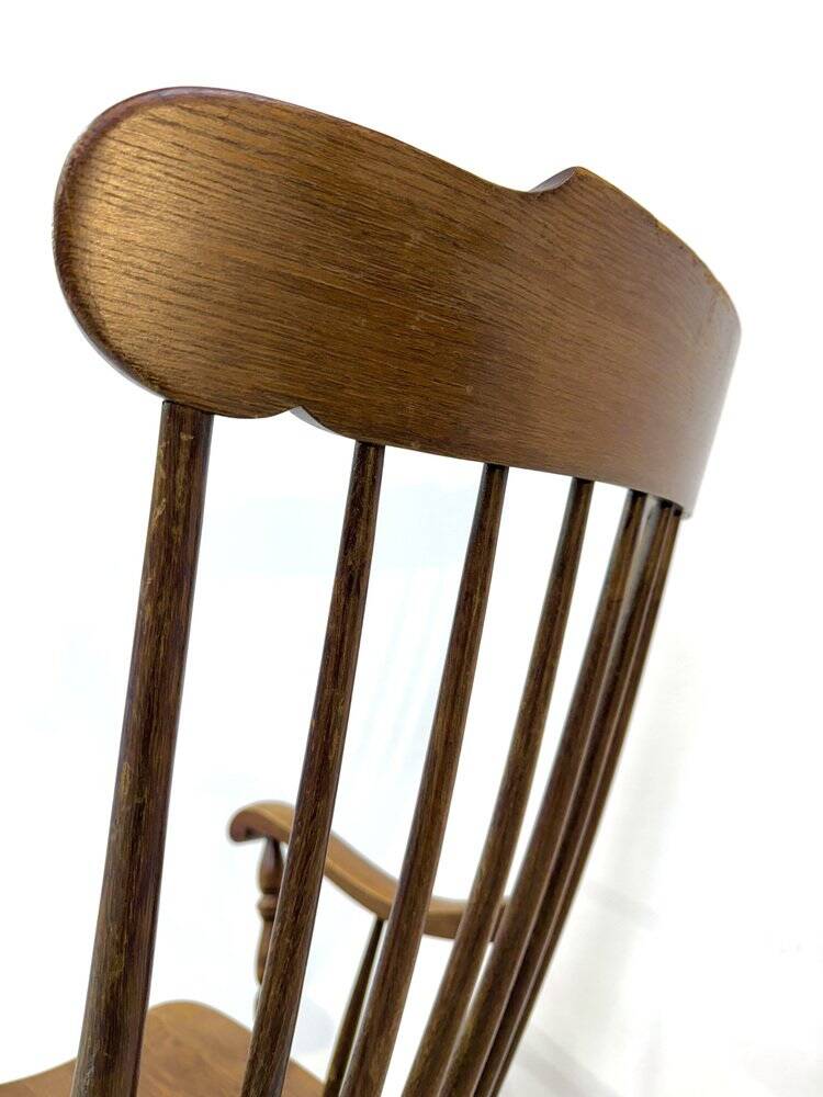Vintage rocking chair in oak by Den Ouden, The Netherlands, 1975.