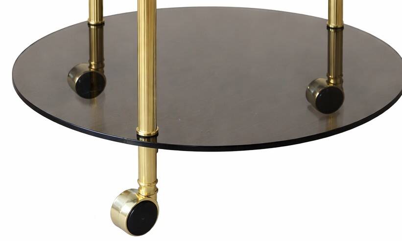 Table desserte laiton et verre-roulettes — style Art Déco