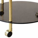 Table desserte laiton et verre-roulettes — style Art Déco