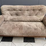 Brazillian 2 seat sofa in suede and Jatoba wood