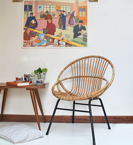 Rattan armchair feet metal