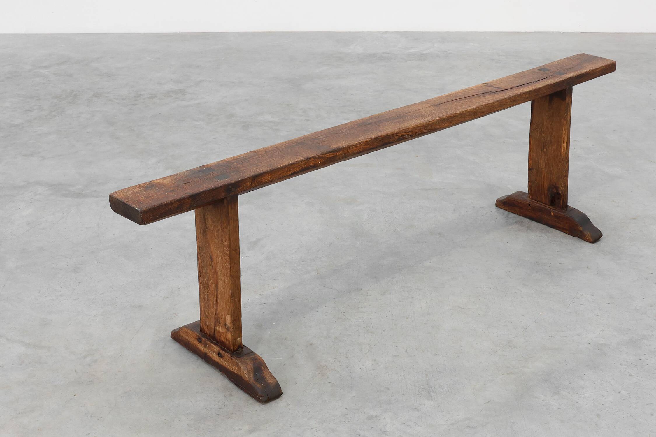Rustic farmhouse bench in oak, France ca. 1820