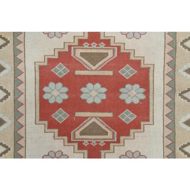 Vintage Turkish Oushak Handmade Wool Cotton Beige Area Rug 115x179