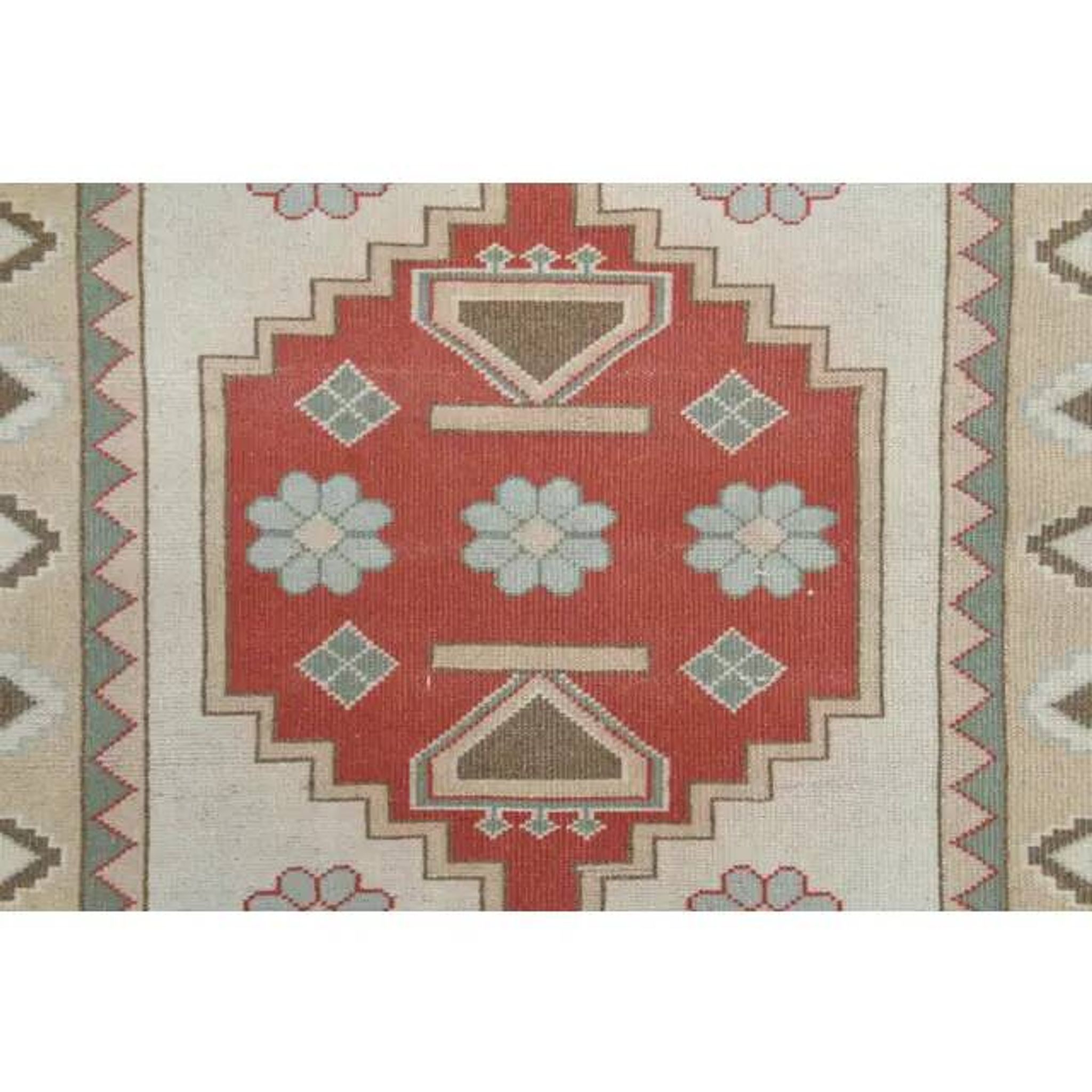Vintage Turkish Oushak Handmade Wool Cotton Beige Area Rug 115x179