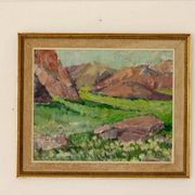 Mid-century oil painting "Mountain Scene"