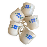 Set of 5 Vintage "Honorine" Mugs - Moulin des Loups (Orchies)