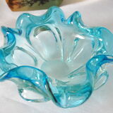 Empty pocket corolla in vintage azure blue Murano glass