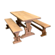 Table monastère en chêne brut et ses 2 bancs