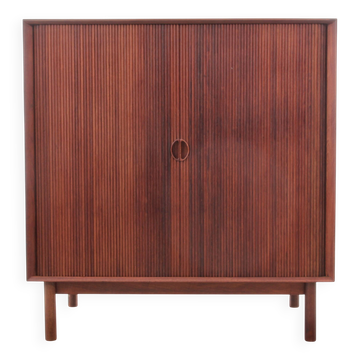 Small Scandinavian sideboard in solid teak with curtain doors Model 301