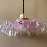 Suspension rose en verre ancienne