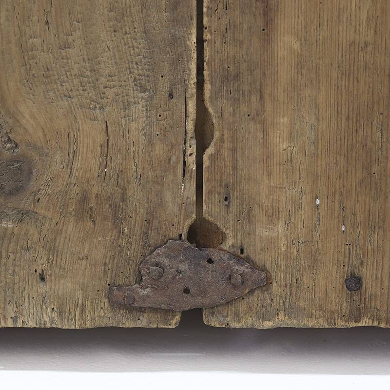Rustic Weathered Primitive Farmhouse Folk Art Painted Bridal Cabinet
