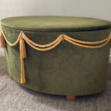 Green velvet chest pouf from the 70s