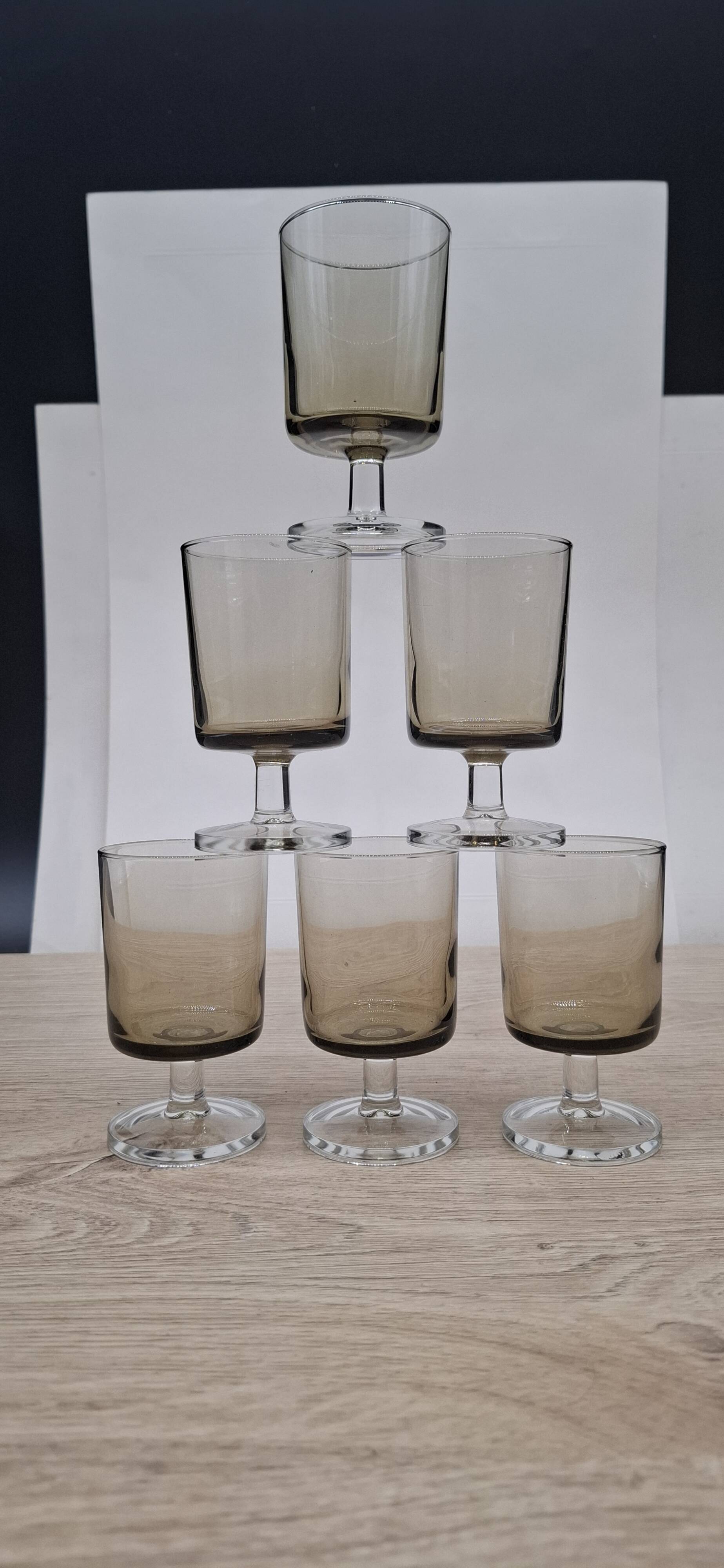 Set of 6 Luminarc smoked Sweden glasses